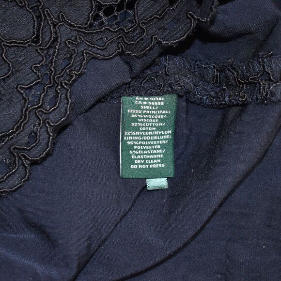 RALPH LAUREN Women's Blue Floral Lace Overlay Sheath Dress Size 6 - Picture 7 of 9